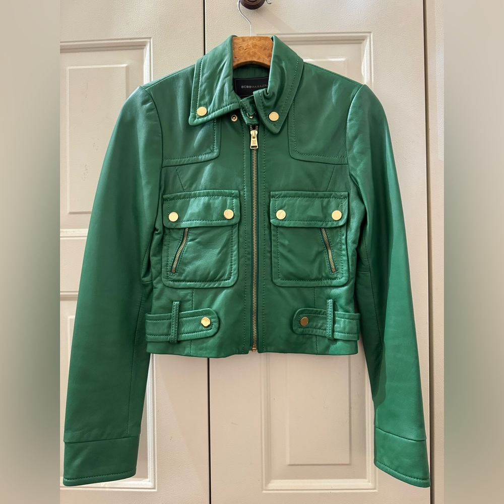 BCBG MaxAzria leather motorcycle jacket. New condition